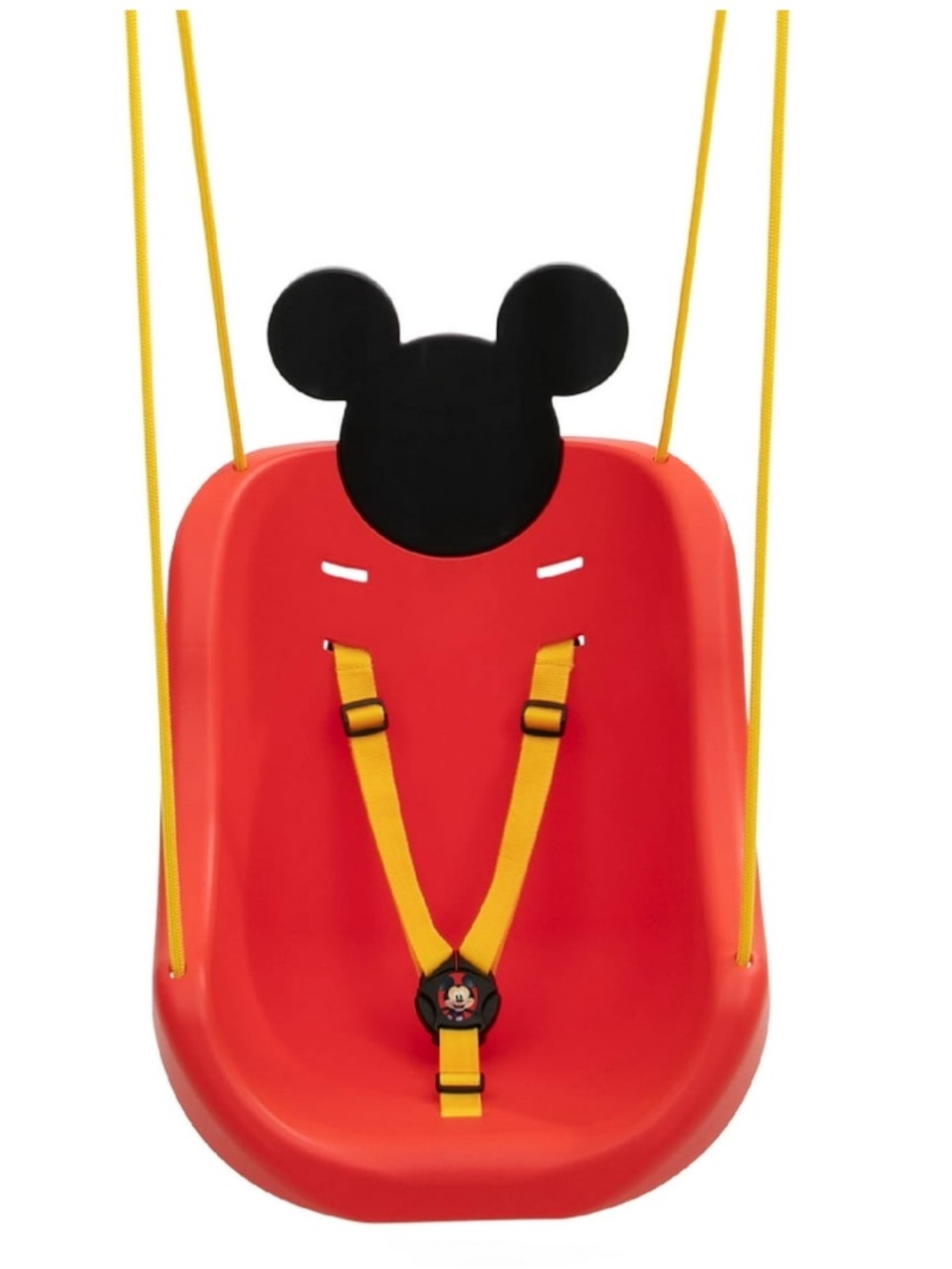 Disney Red and Black Mickey Mouse Toddler Swing with Yellow Straps